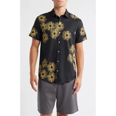 Mavrans Palm Weekend Short Sleeve Button-up Shirt In Black