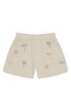 Mavrans Palms Evil Eye Organic Cotton Drawstring Shorts In Ivory/multi