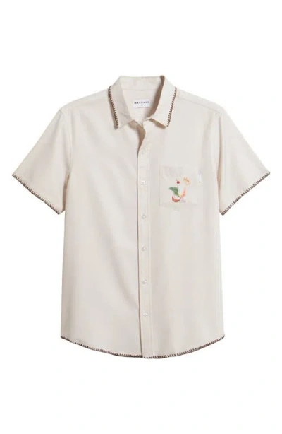 Mavrans Piña Colada Short Sleeve Performance Button-up Shirt In Brown