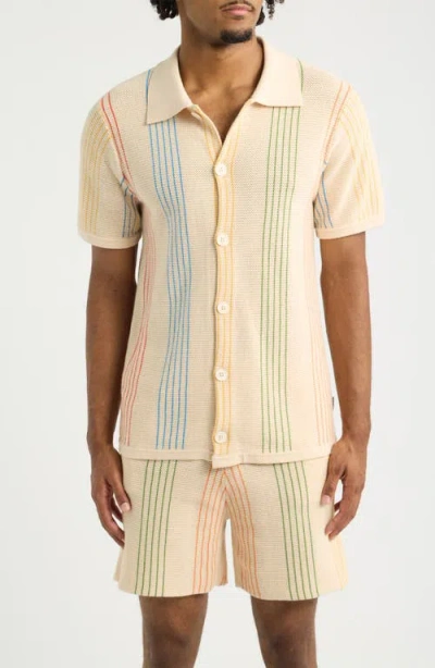 Mavrans Sliced Knit Short Sleeve Button-up Shirt In Animal Print