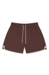 Mavrans Stitch Waterproof Swim Trunks In Brown