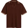 Mavrans Textured Knit Polo In Brown