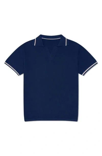 Mavrans Textured Tipped Polo In Blue