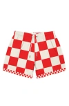 Mavrans Victory Lap Waterproof Swim Trunks In Red/white