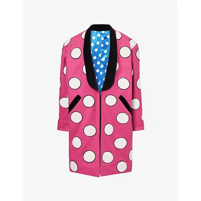 Max Allen Womens Harry Lambert For  X Disney Minnie Polka-dot Wool Coat Multi