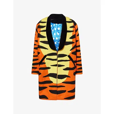 Max Allen Womens Harry Lambert For  X Disney Tigger Stripe Wool Coat Multi