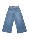 Max&amp;co. Blue Cropped Jeans With Logo Patch On The Rear In Denim Girl In Blu