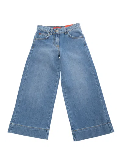 Max&amp;co. Kids' Blue Cropped Jeans With Logo Patch On The Rear In Denim Girl