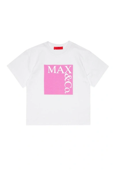 Max&amp;co. Kids' Logo Printed Crewneck T-shirt In White