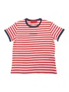 Max&amp;co. Red T-shirt With Logo Lettering On The Front And All-over Striped Motif In Cotton Girl In Red