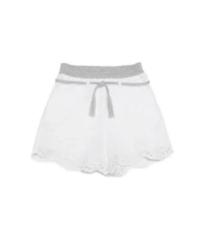 Max&amp;co. Kids' Shorts In Pizzo A Fiori In White