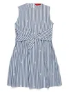 Shop Max&amp;co. Striped Poplin Disco Dress In Blue