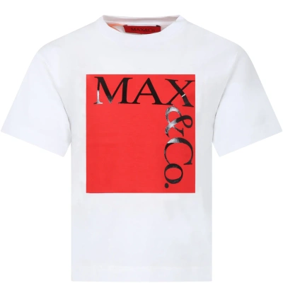 Max&amp;co. Kids' White T-shirt For Girl With Logo In C