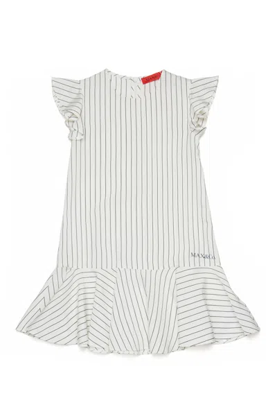 Max & Co Kids' Striped Logo Dress In White