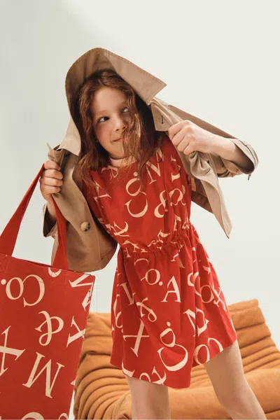 Max & Co Kids' Short Dress With Logo In Red