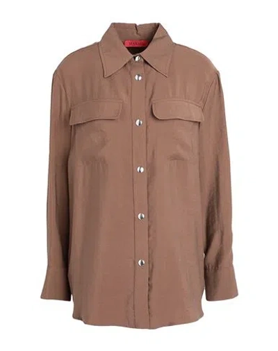 Max & Co . Acciaio Woman Shirt Khaki Size 8 Modal, Polyester In Beige