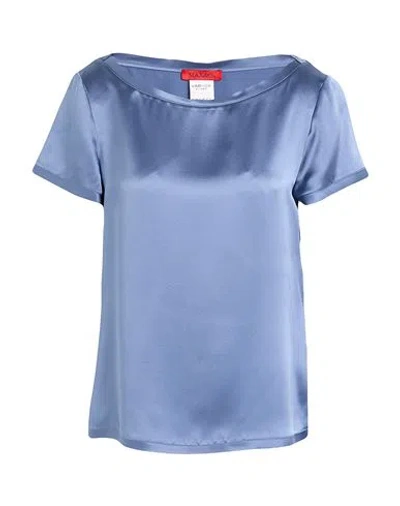 Max & Co . Arabba1 Woman Top Slate Blue Size 10 Silk
