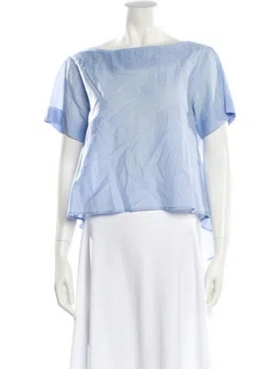 Pre-owned Max & Co Bateau Neckline Short Sleeve Blouse In Blue