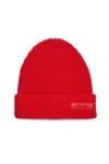 Max & Co Logo-patch Knitted Beanie In Red
