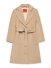 Max & Co Beige Belted Waist Wool Coat In Neutral