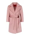 Max & Co Belted Wool Coat In Pink