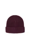 Max & Co Wool Blend Beanie With Patch In Burgundy