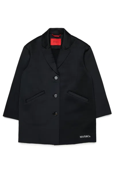 Max & Co Kids' Blazer Jacket With Printed Logo In Black