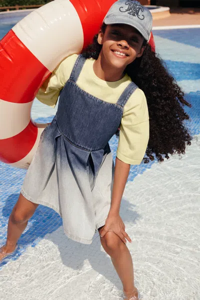 Max & Co Kids' Bleached Denim Dress In Blue