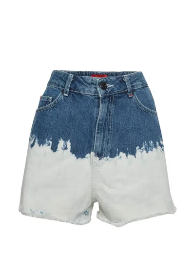 Pre-owned Max & Co Bleached-effect Denim Shorts In Blue