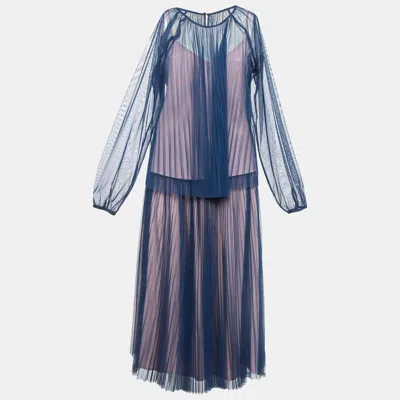 Max & Co . Blue Plisse Tulle Sheer Top And Skirt Set In Multi
