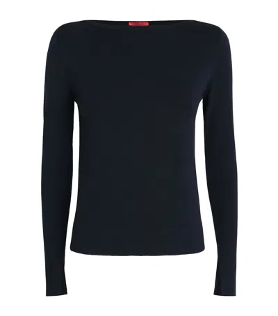 Max & Co Boat-neck Sweater In Blue