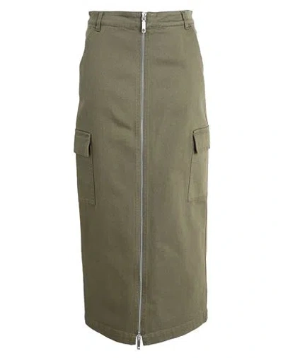 Max & Co . Bologna Woman Maxi Skirt Military Green Size 6 Cotton, Elastane