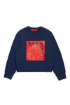 Max & Co Logo-print Crew-neck Sweatshirt In Blue