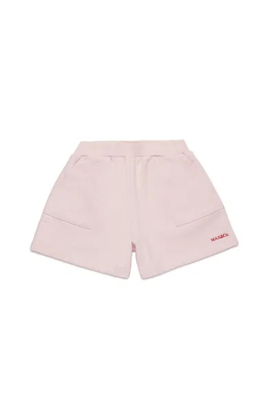 Max & Co Kids' Branded Fleece Shorts In Pink
