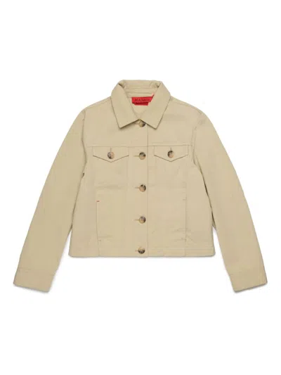 Max & Co Kids' Cotton Blend Gabardine Jacket In Beige