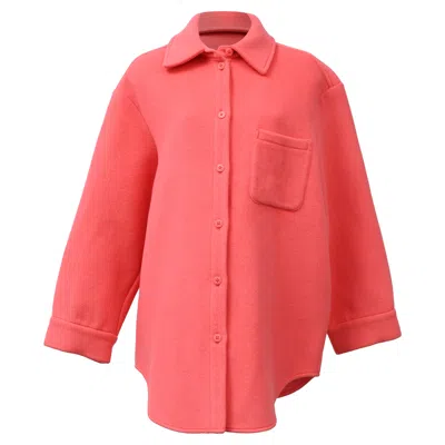 Pre-owned Max & Co Button-down Overshirt In Coral Wool In Pink