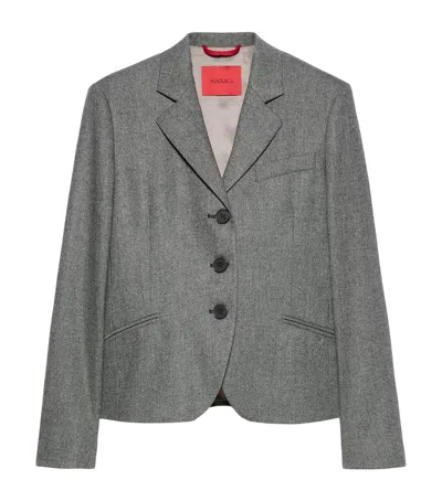 Max & Co . Button-up Cropped Jacket In Gray