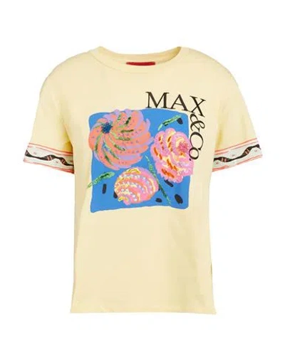Max & Co . Calibri Woman T-shirt Pastel Yellow Size S Cotton In Light Yellow