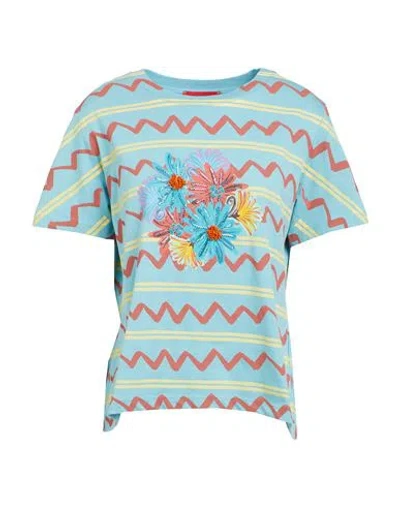 Max & Co . Calibri Woman T-shirt Sky Blue Size M Cotton