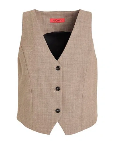 Max & Co . Camping Woman Tailored Vest Taupe Size 10 Polyester, Virgin Wool, Elastane In Grey