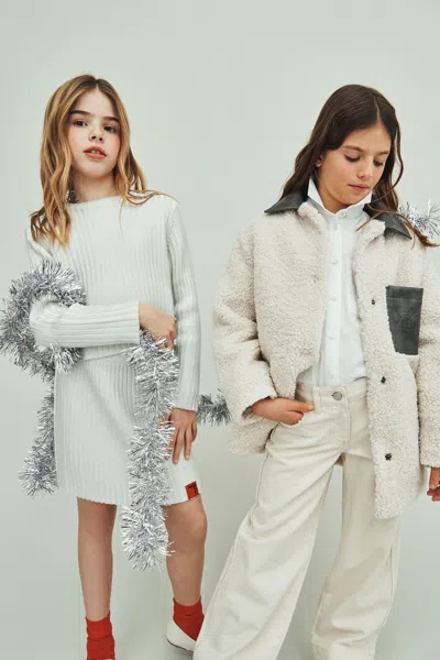 Max & Co Kids' Teddy Coat With Maxi Pocket In Multi