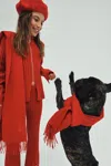 Max & Co Ribbed Wool Blend Turtleneck Cardigan In Red
