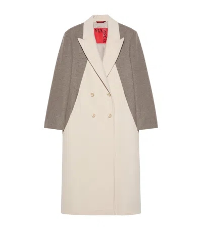 Max & Co . Contrast-sleeve Coat In White