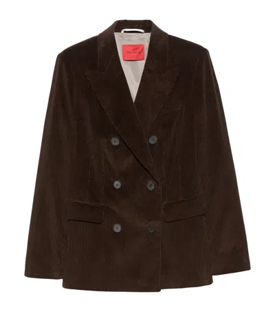 Max & Co . Corduroy Double-breasted Blazer In Brown