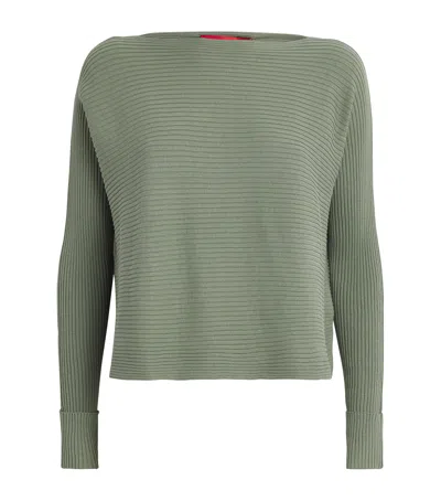 Max & Co Cotton-blend Boat-neck Sweater In Green