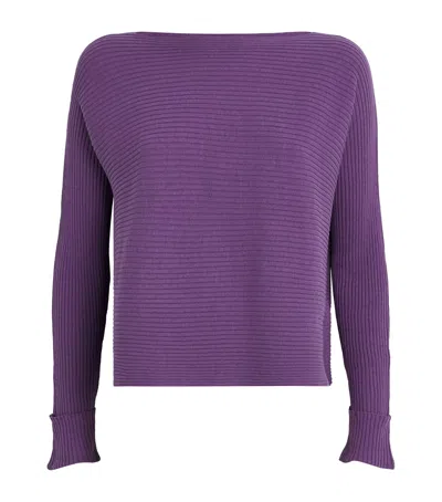 Max & Co Cotton-blend Boat-neck Jumper In Purple