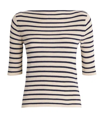Max & Co Cotton-blend Boat-neck Sweater In White