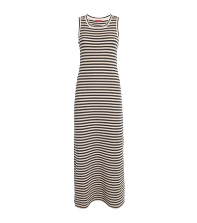Max & Co Cotton-blend Striped Maxi Dress In Blue