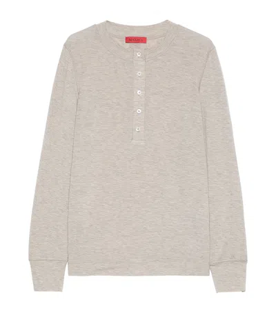Max & Co . Cotton Button-up Top In Gray