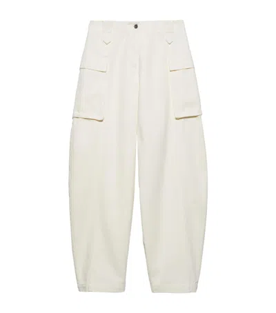 Max & Co Cotton Cargo Trousers In White